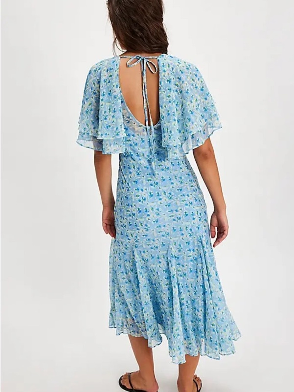 NWT Free People Sky Blue Floral V-Neck Maxi Dress Small - Picture 2 of 10